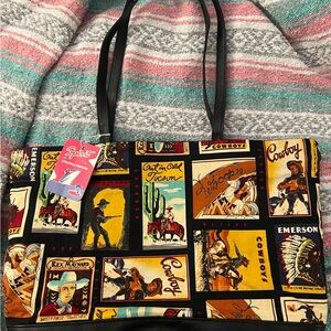 Western-Themed Tote Bag - Black and Multicolor NWT